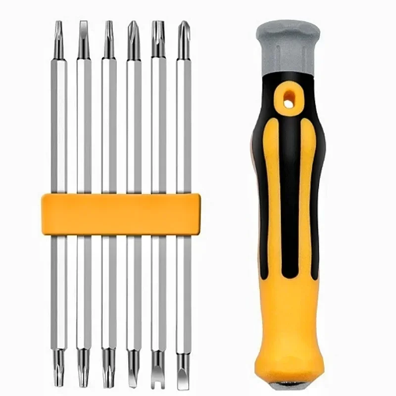 12 in 1 Strong Magnetic Screwdriver Set Cross Flat Shaped Screwdriver Head Multifunctional Precision Maintenance Hand Tools