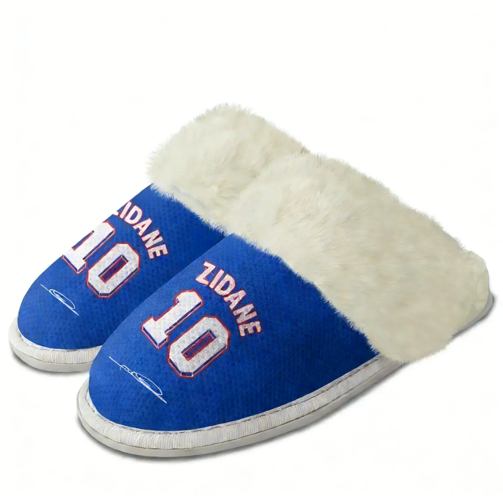 

Плюшевые тапочки Zidane №10: теплые, мягкие, унисекс, с изображением футбольной звезды Франции, хлопковые, на заказ, DIY