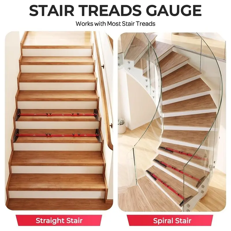 Y50A-Steel Ruler And Carpenter Pencil Included, Adjustable Stair Jig Template Tool Kit For Precise For Woodworking Stair Treads
