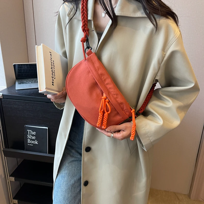 Casual Canvas Crossbody Bags For Women 2023 Female Designer Chest Bag Women Handbags Ladies Shoulder Bags Purses Waist Woman Sac