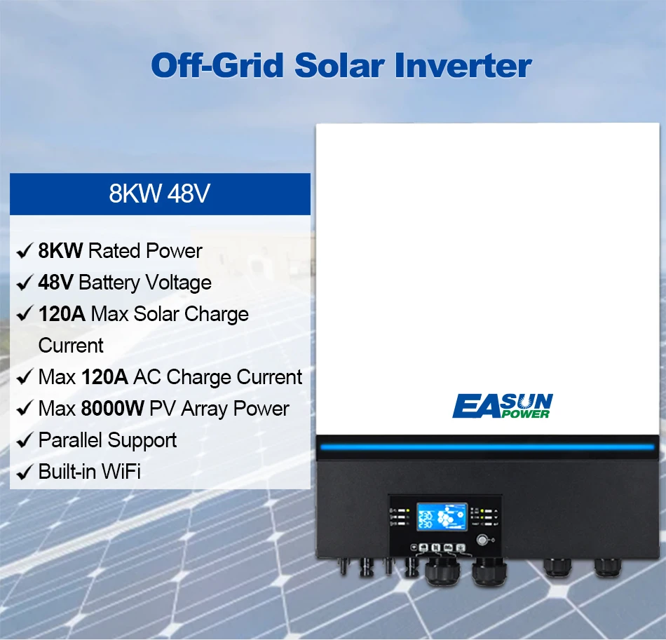 SMARAAD Soalr Inverter 8000W 230V 48V 50hz/60hz 500vdc PV Input 120A MPPT Solar Charger Built-in WIFI Support Lithium BMS