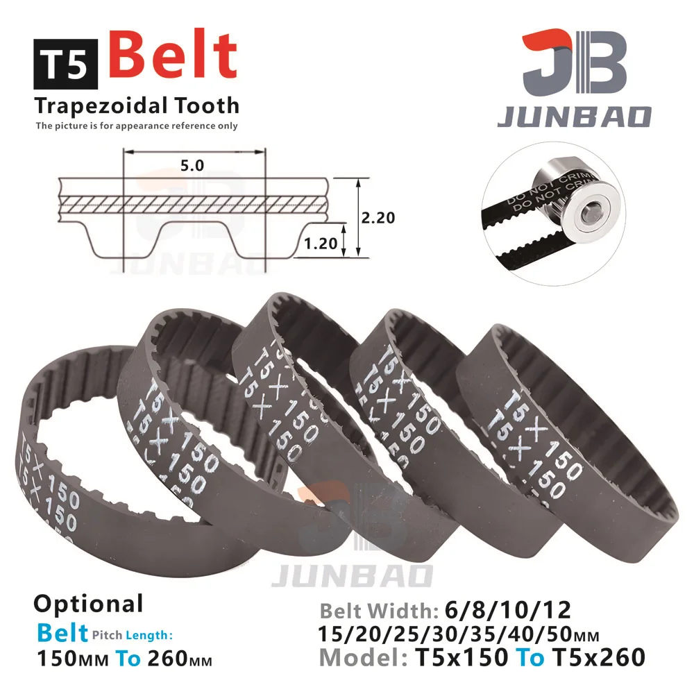 Dente trapezoidale T5-Type lunghezza passo cinghia dentata LP = 150MM a 260MM larghezza 6 8 10 12 15 20 25 a 50MM cinghia dentata sincrona