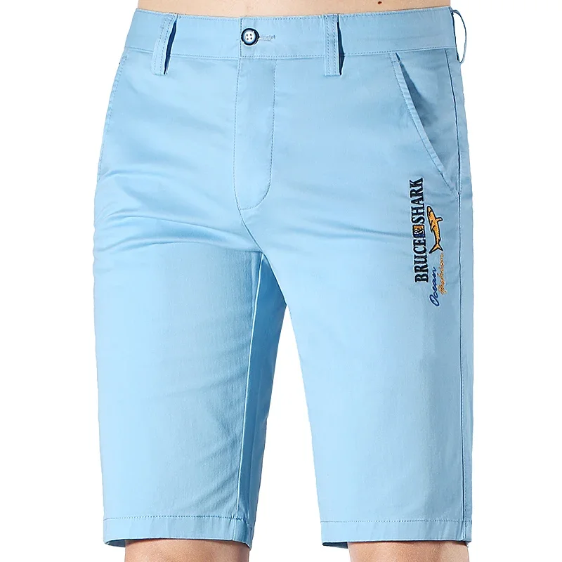 New Men\'s Shorts Zip Bruce&Shark Summer Thin Straight Stretch Cotton Men\'s Pants Casual Fashion Loose Golf Pants Big Size 40