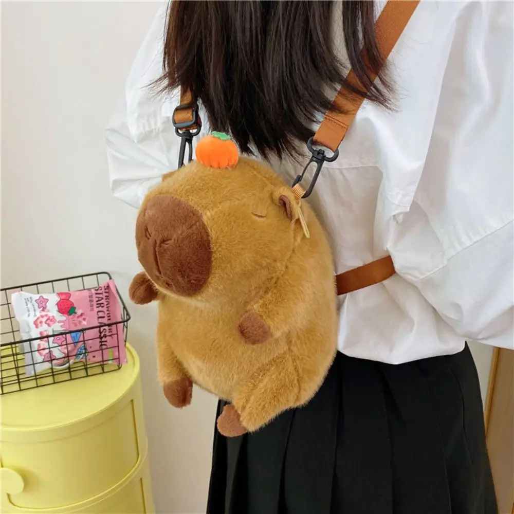 

Soft Capybara Backpack Birthday Christmas Gifts Cute Shoulder Bag Warm Capybara Crossbody Bag for Girls