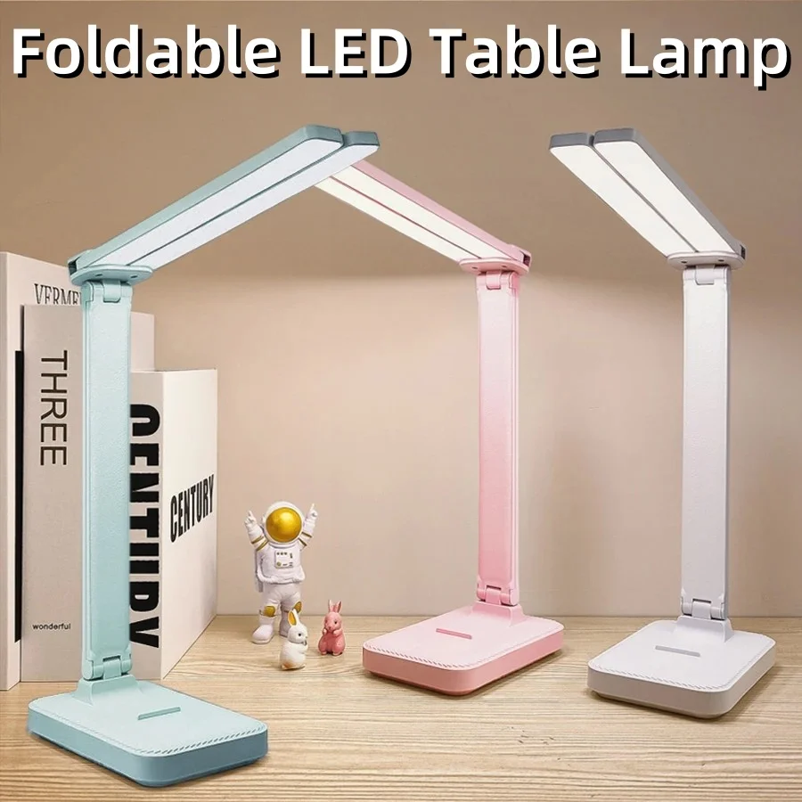 

Foldable Table Lamp USB Rechargeable Read LED Desk Lamp 3 Levels Dimmable Touch Sensor Eye Protection for Bedroom Bedside Office