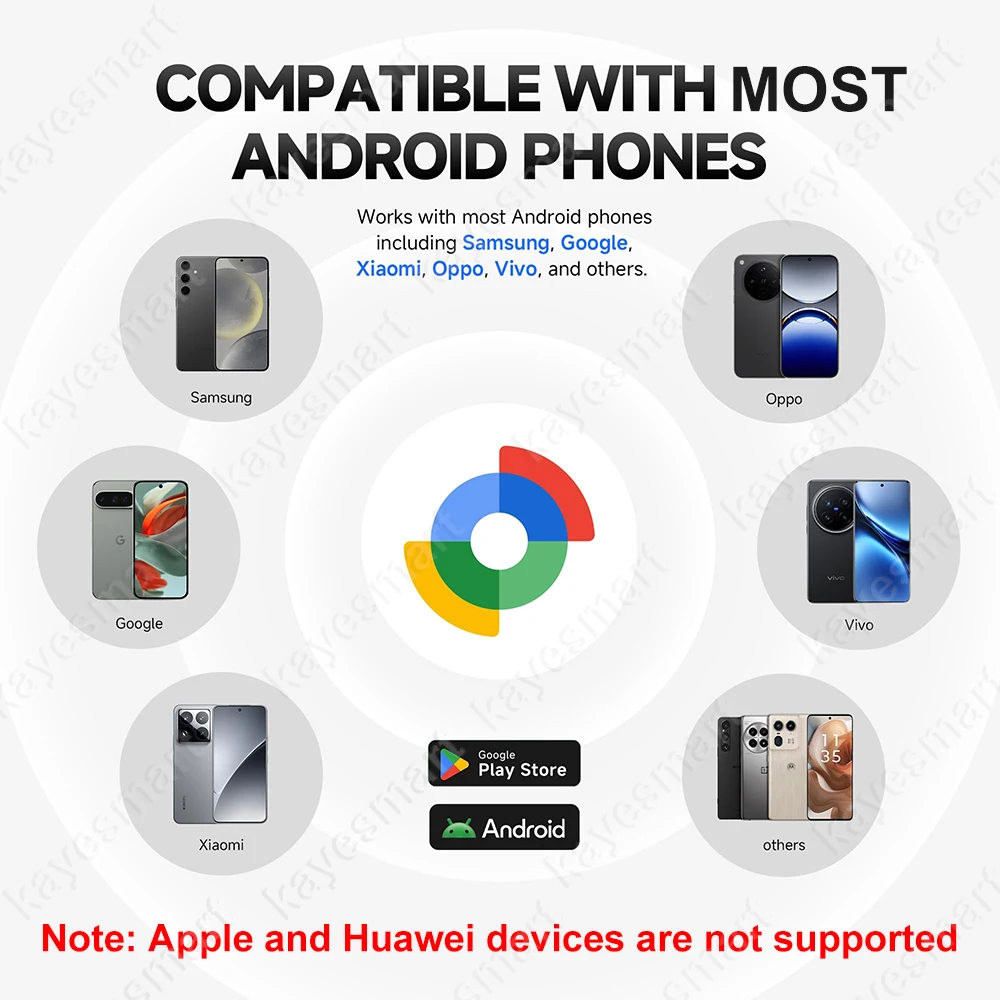 يعمل بلوتوث Mini Key Finder مع تطبيق Google Find Hub ومحفظة العلامات الذكية وجهاز مضاد للفقدان وبطارية قابلة للاستبدال لنظام Android فقط