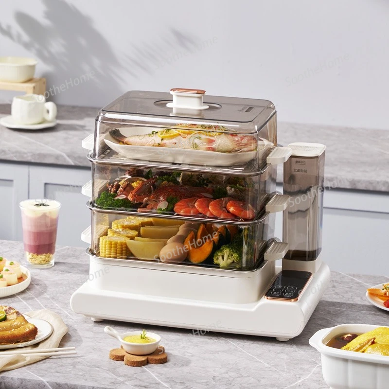 Home Appliances Electric Steamer, Multi-functional Household Three-layer Steaming, Boiling and Stewing Pot with Large Capacity