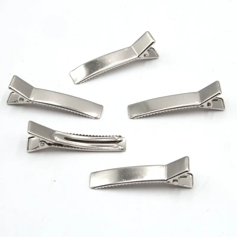 Huavista 100Pcs 55mm Flat Metal Single Prong Alligator Hairpin Clip Base for DIY Hair Clips Jewelry Making Accessories