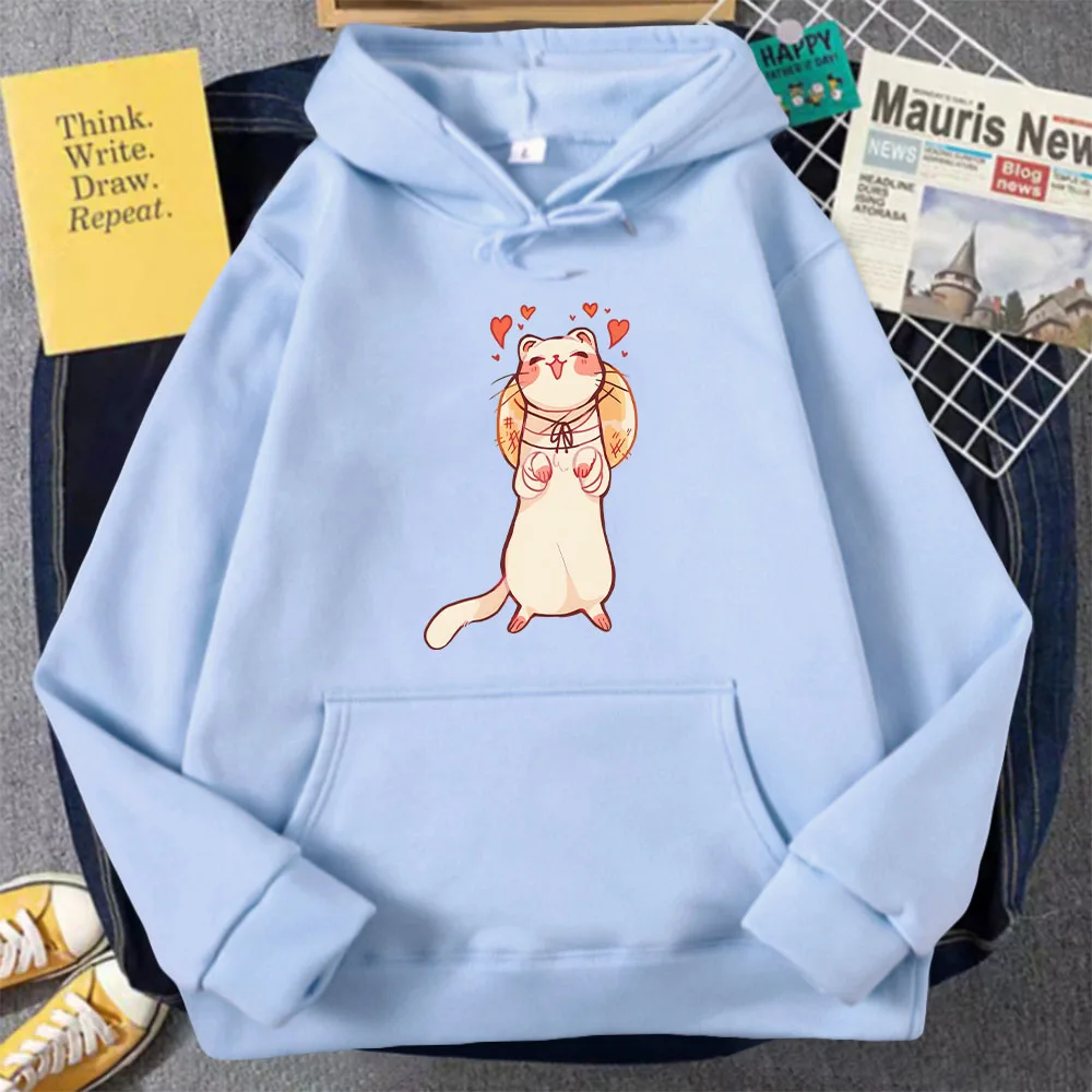 TGCF Cute Ferret Hoodie Tian Guan Ci Fu hoddies Kawaii Hoodie Harajuku Aesthetic Pink Tops Hoodies Women Couple Y2k Sweatshirt