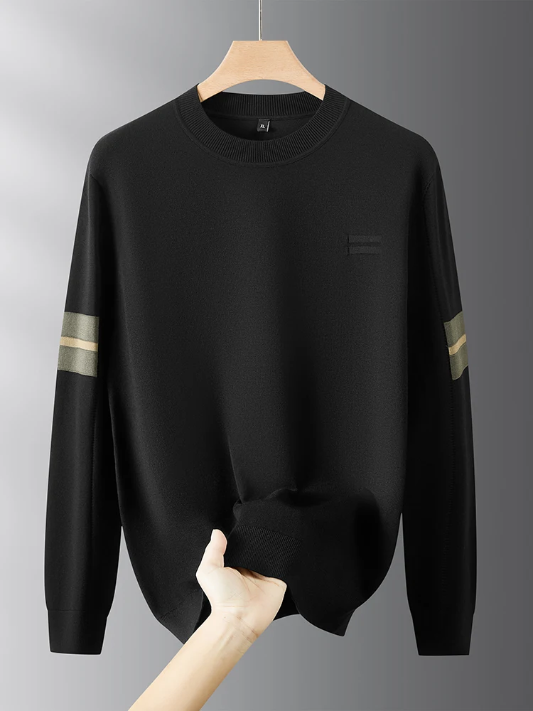 

Мужской вязаный свитер свободного кроя с круглым вырезом и длинными рукавами, повседневный, теплый, зимний, модный, больших размеров, удобный базовый слой