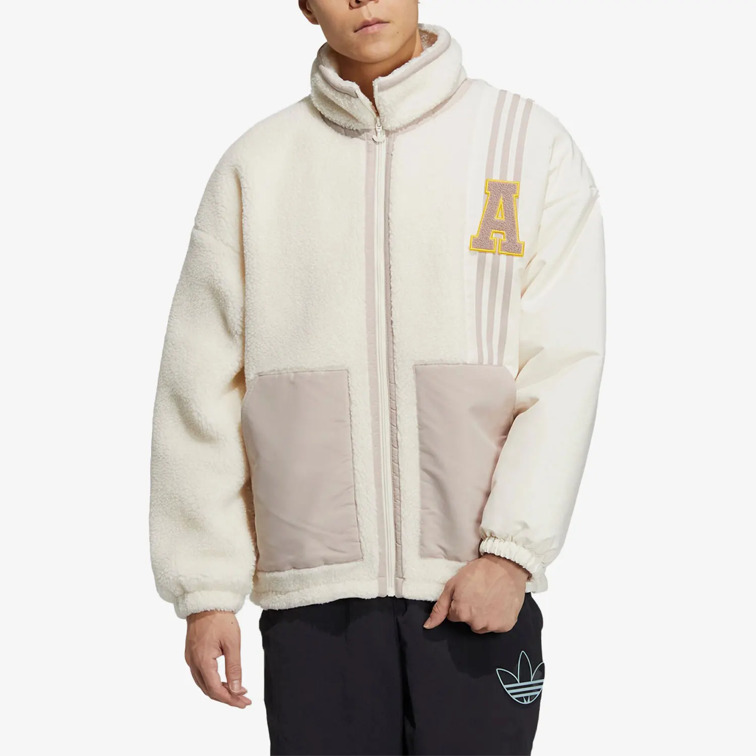 Adidas officiel véritable originaux unisexe rétro décontracté fausse peau de mouton veste HY7234