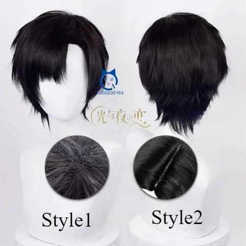 Light and Night Game Osborn New Arrival Cosplay Black Short30cm Fluffy Layered Wig Heat Resistant Synthetic Hair Halloween Party