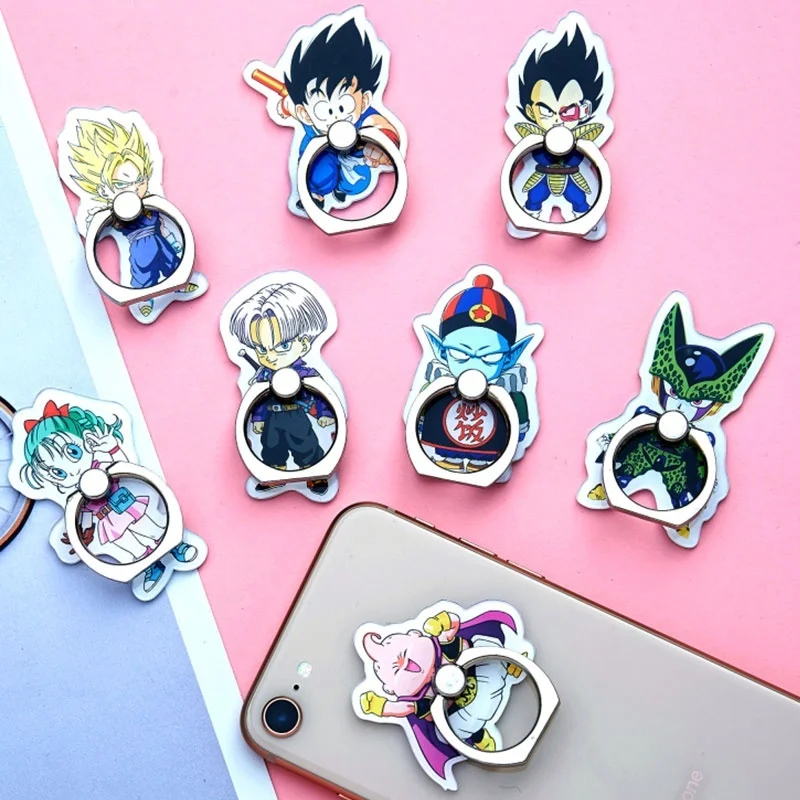 Dragon Ball Saiyan Mobile Phone Holder Goku Vegeta Phone Ring Dragon Ball Z Gogeta Buu Finger Ring Stand for Phone