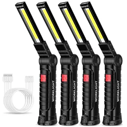 New Portable COB LED Flashlight USB Rechargeable Work Light Magnetic Lanterna Hanging Lamp with Built-in Battery Camping Torch