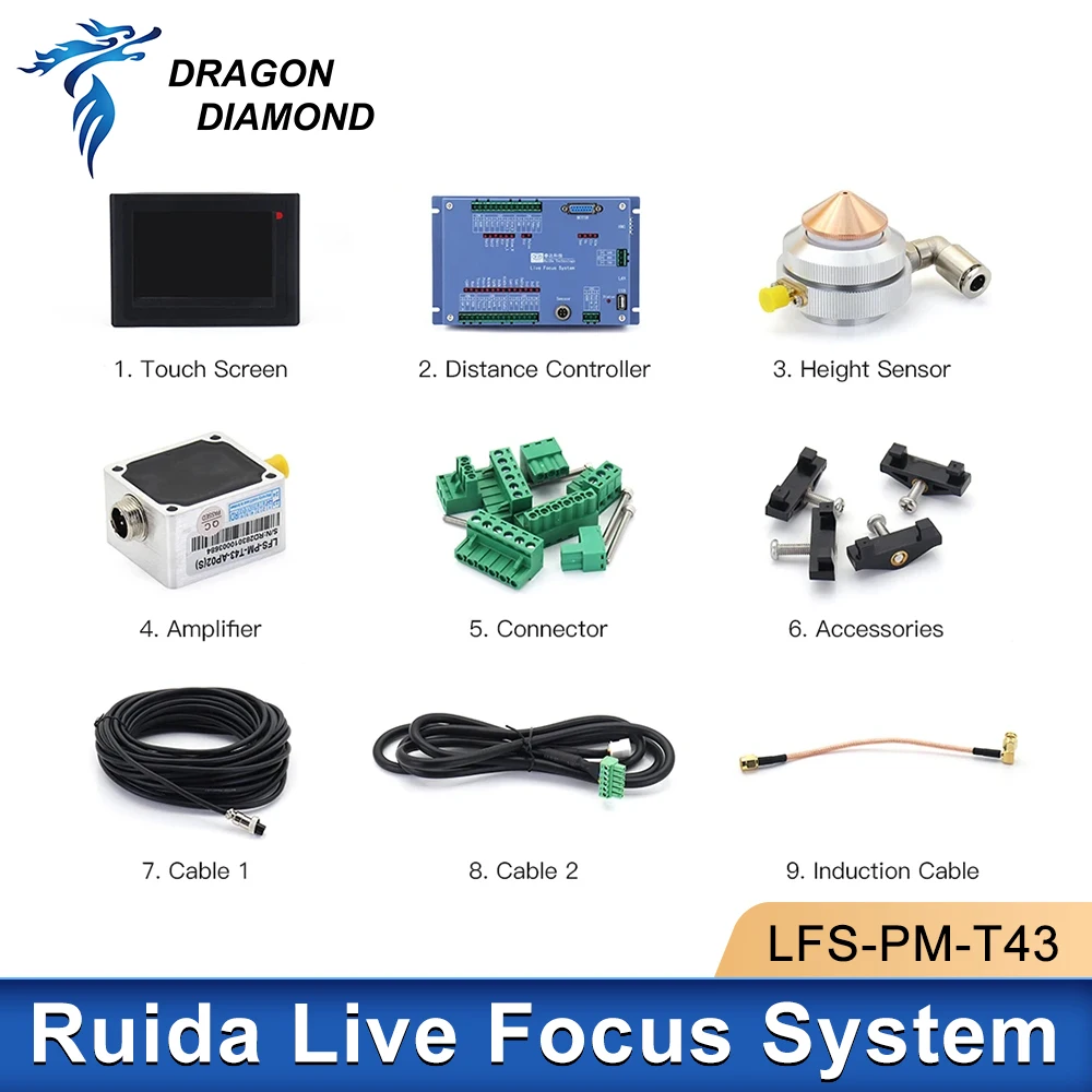 Ruida CO2 Lasercontroller LFS-PM-T43 Live Focus-systeem Autofocus-sensorsysteem met sensorversterker