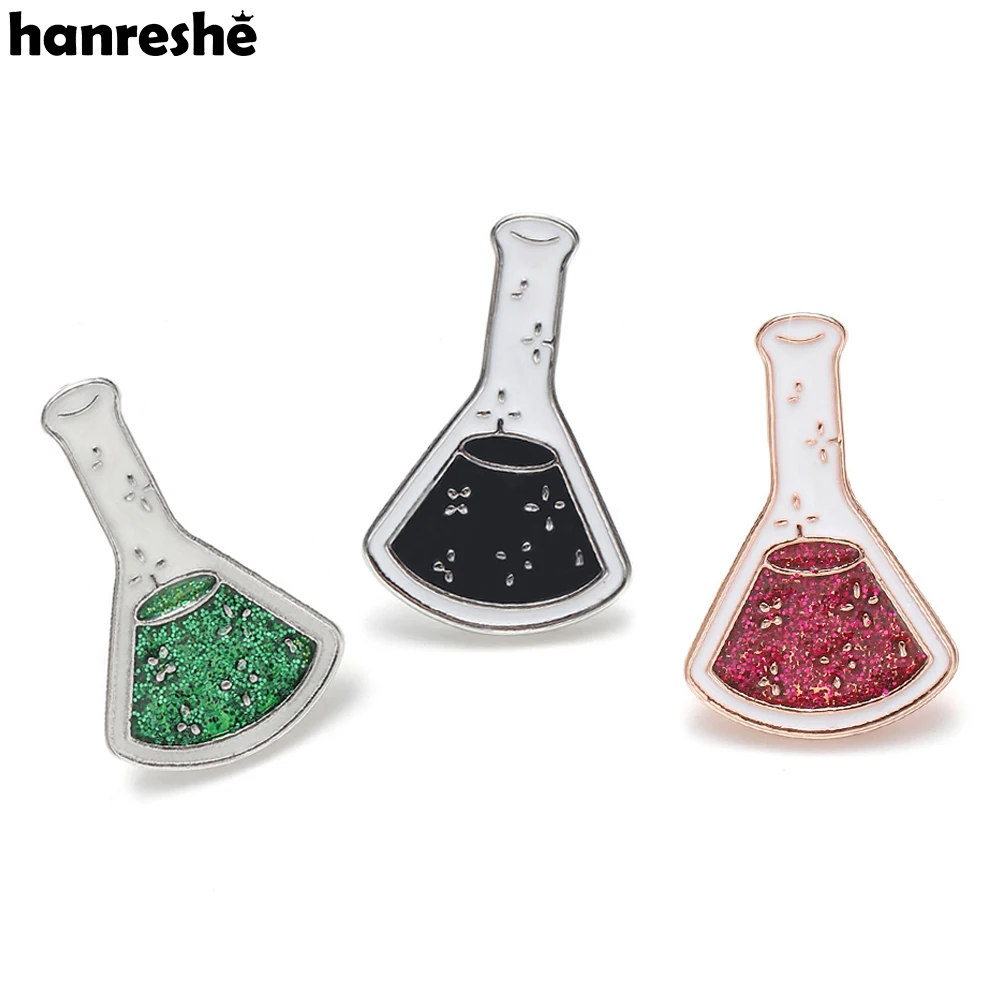 Hanreshe Science Enamel Beaker Brooch Set Lab Medical Lapel Backpack Badge Pins Scientific Pharmacist Jewelry Gift for Doctor