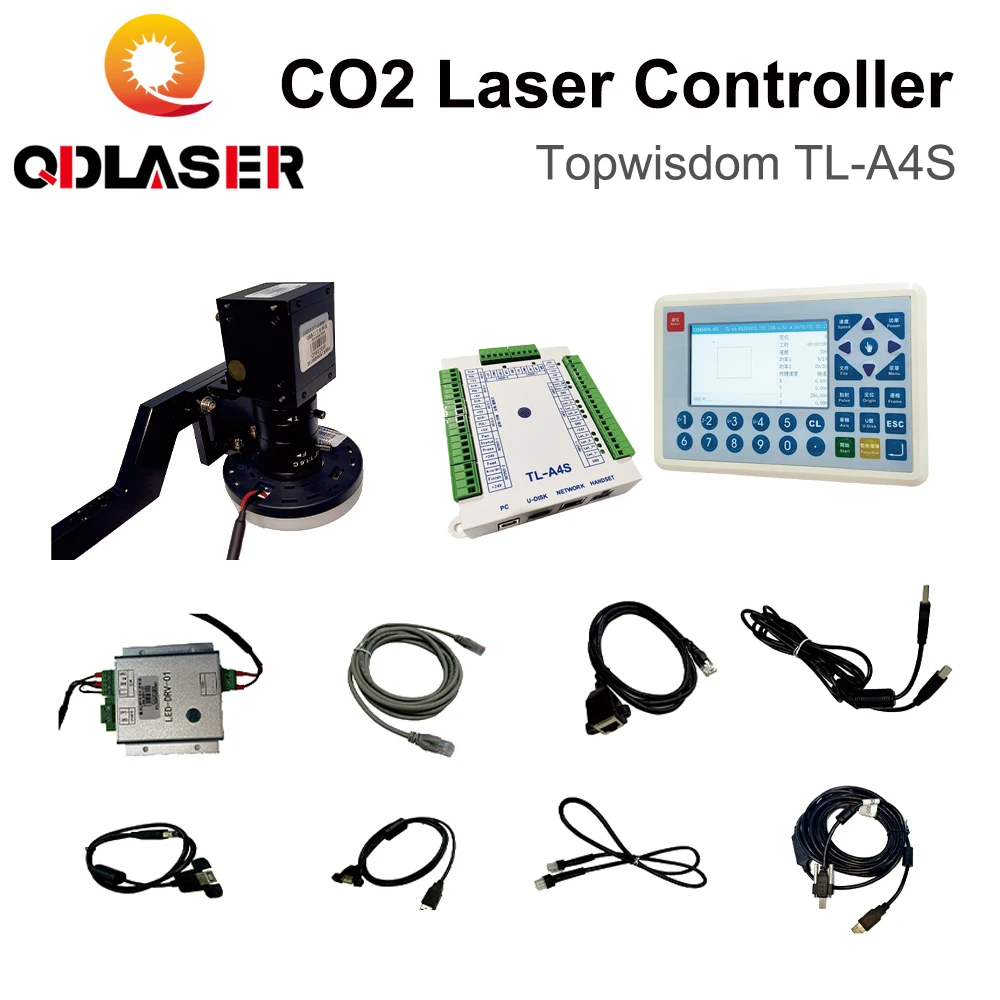 QDLASER CO2 Laser Topwisdom TL-A4S Controller 4 Axes Motion Control Rotary Cutting Carving for Co2 Laser Engraving Cutting