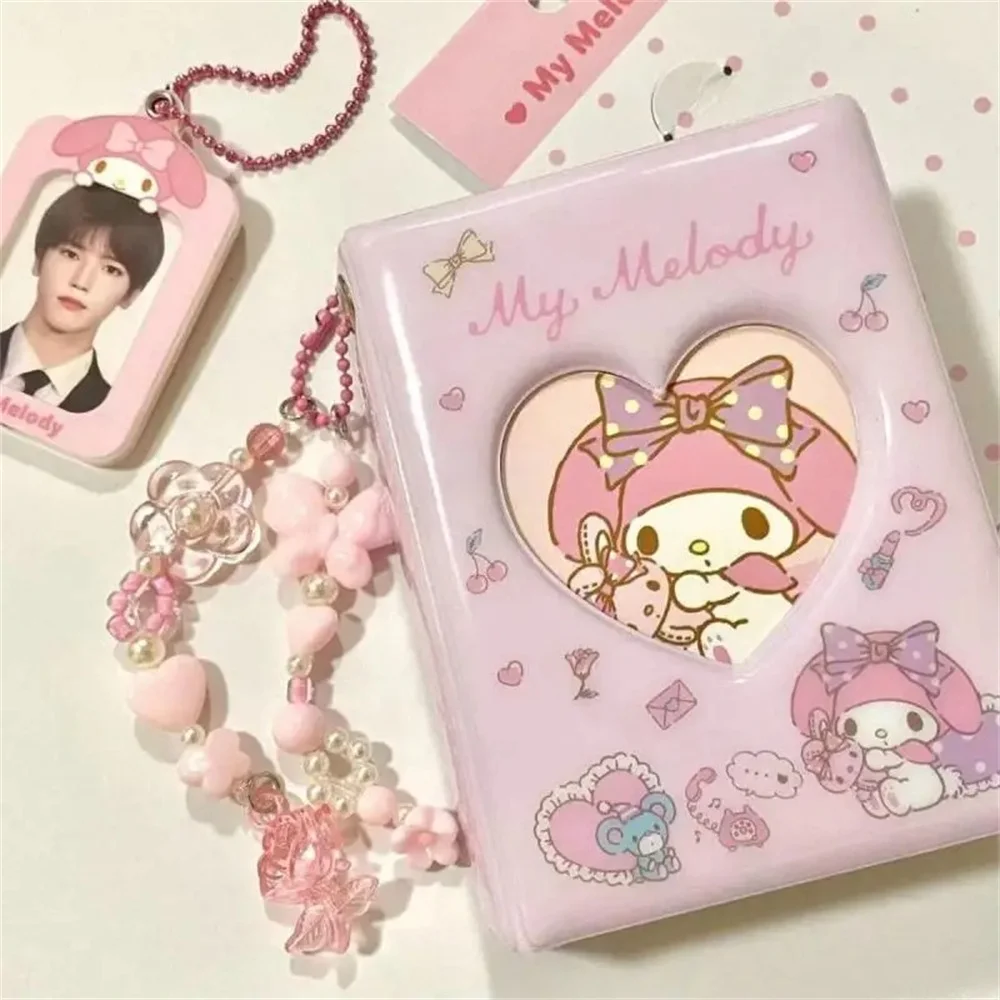 Anime Hello Kitty Sanrio Card Photo Album Cute Kuromi My Melody Cinnamoroll Kawaii Idol Photo Collect Book Trading Card Binder