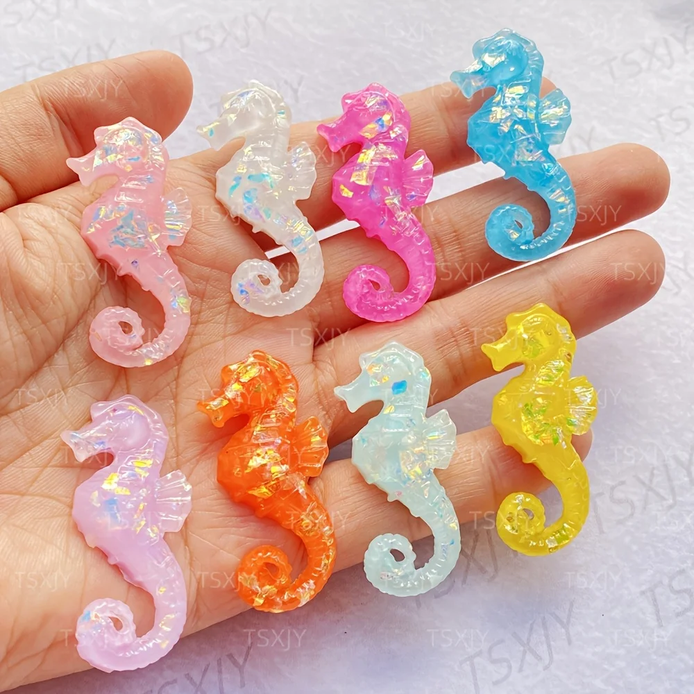 8pcs Seahorse Resin Charms - Multicolor Seahorses Suitable Refrigerator Magnet Kitchen Decoration Wedding Decorations