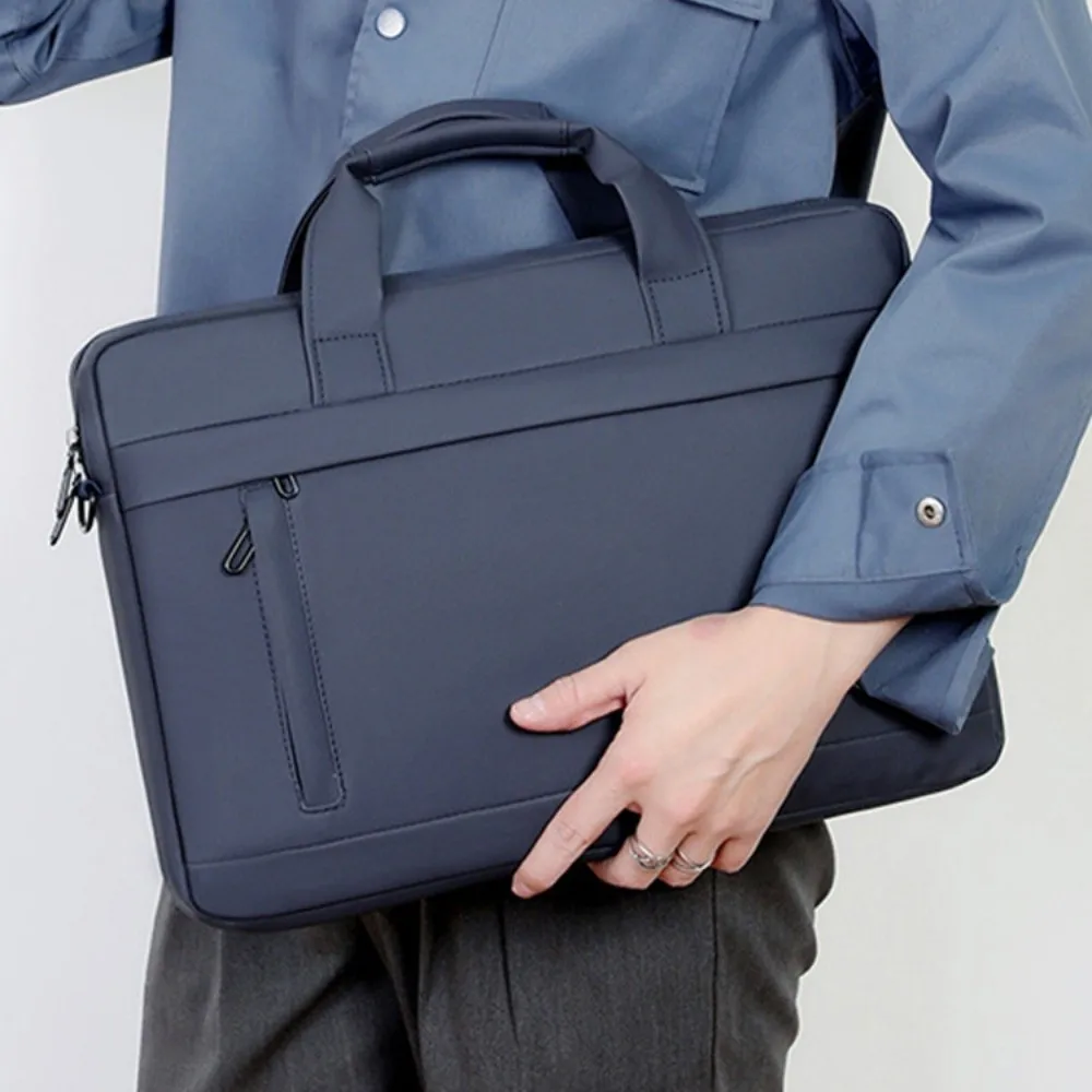 Shoulder Strap Men Business Laptop Bag Briefcase with Handle Portable Laptop Bags Solid Color Thicken Laptop Shoulder Bag