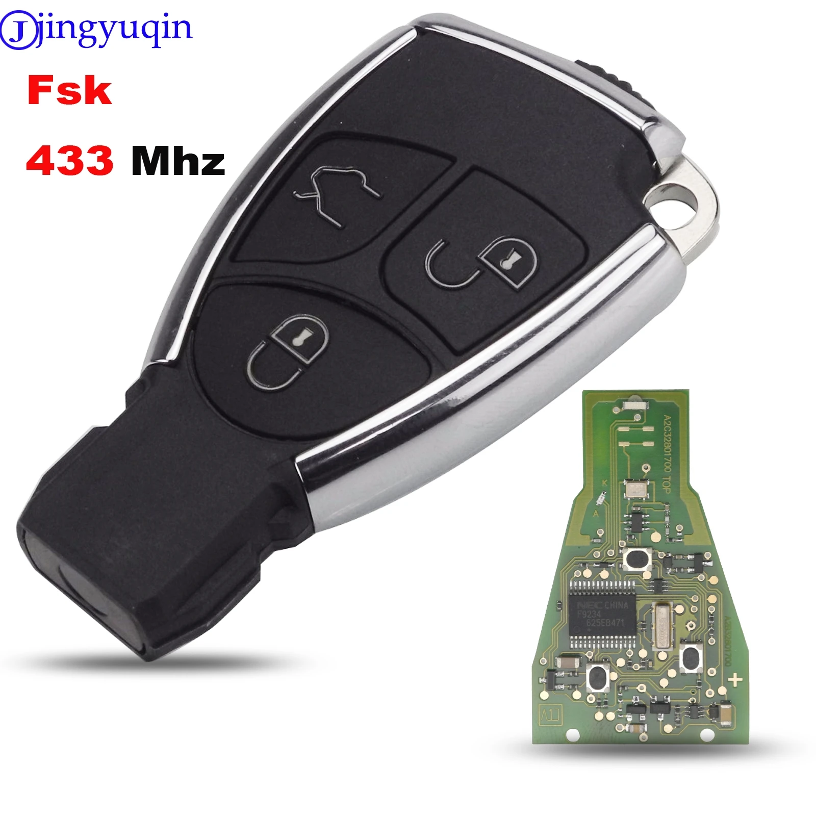 jingyuqin Remote With Chip FSK 433MHZ 3 Buttons Smart Key For Mercedes-Benz B C E ML S CLK CL Vito 639 With Blade