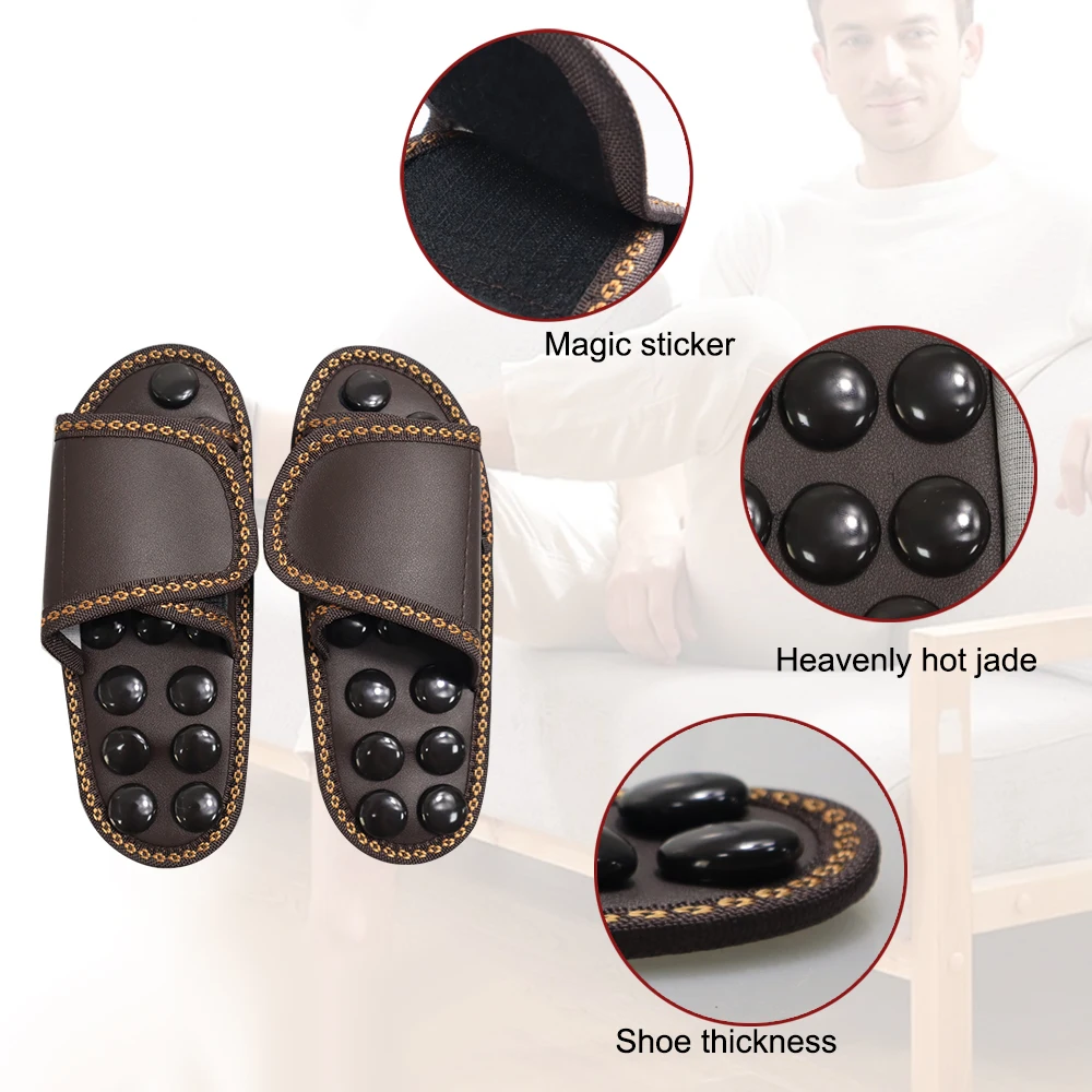 Jade Acupuncture Slipper Foot Massager Acupoint Stimulation Massage Reflexology Sandals Reduce Feet Tension Promote Circulation