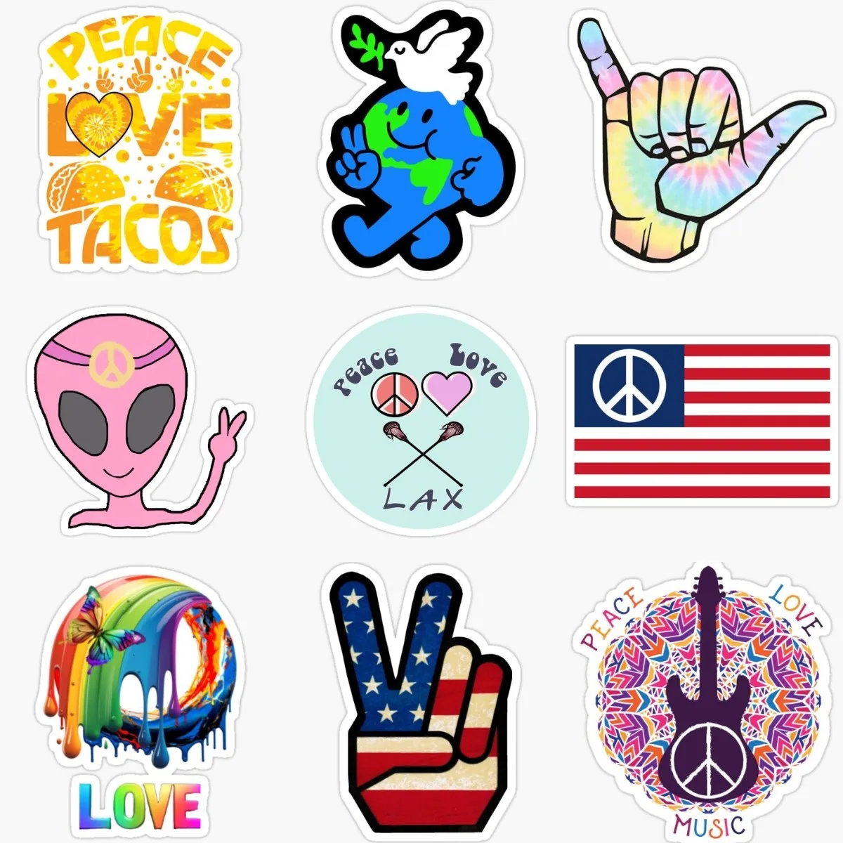 

Peace Love PVC Creative Waterproof Stickers for Decorate Wall Room Fridge Car Motorcycle Off-road Helmet Camper Bumper Decal