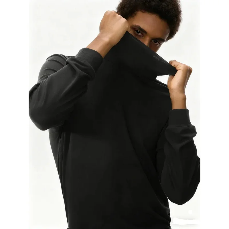 

Winter Thermal Underwear Men High Collar Modal Plain Undershirts Man Warm Turtleneck Pullover Long Sleeve Tops Clothes Termico