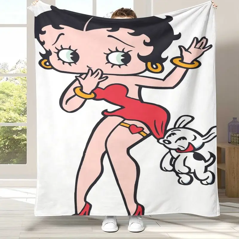 Cute B-Betty Girl B-Boop Cartoon Soft Flannel Throw Blanket,Cozy Blanket for Bed,Sofa,Living Room,Picnic,Camping,Home Decor,Kid