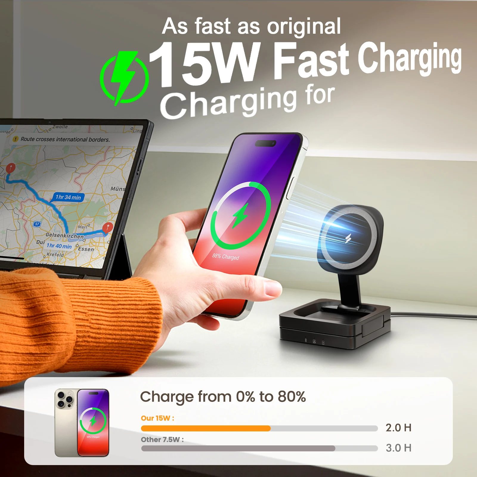 3 في 1 15 واط شواحن لاسلكية مغناطيسية قابلة للطي قاعدة شحن الهاتف شحن سريع السفر لساعة أبل آيفون 14/13/12/11/X AirPods