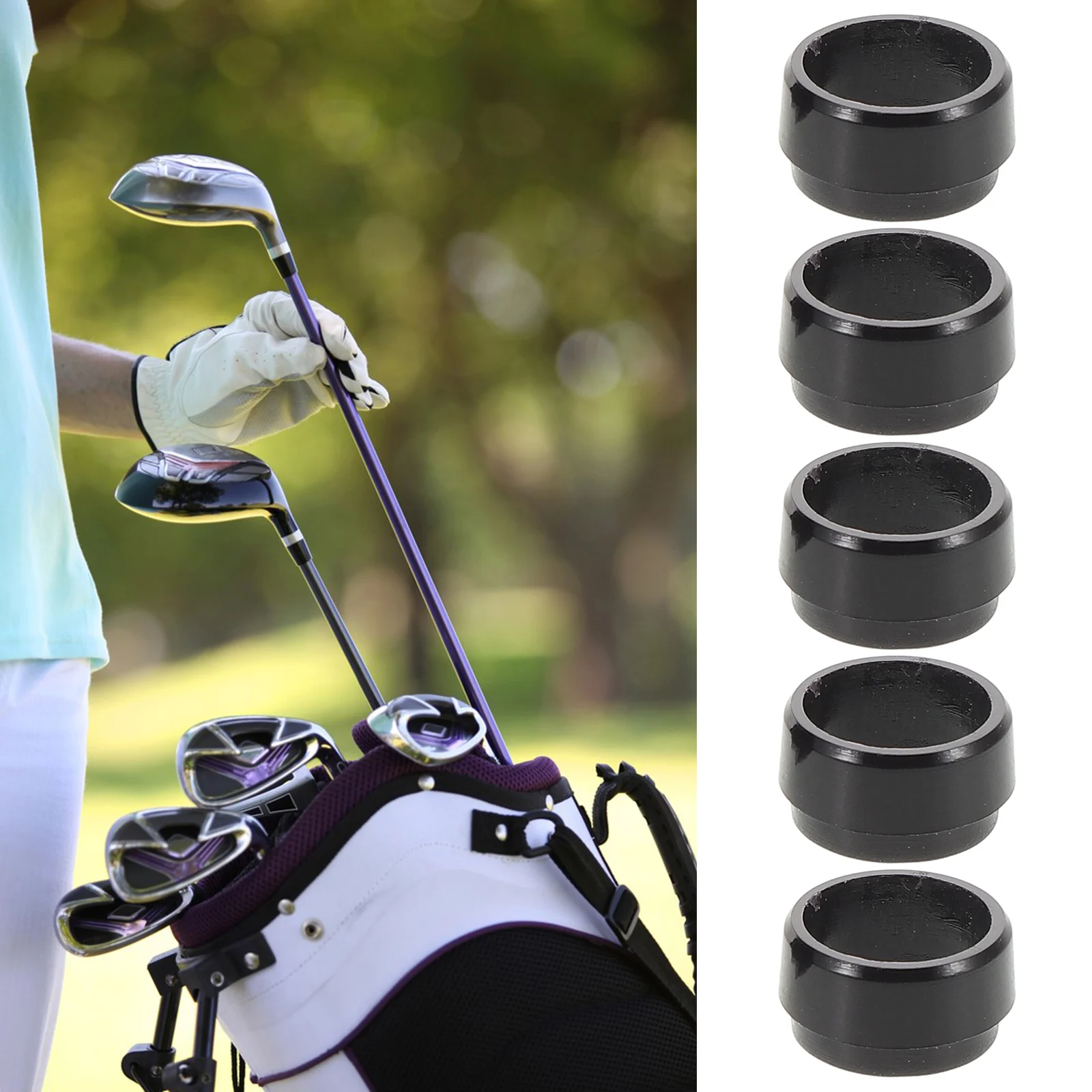 

5pcs Golf Club Ferrules Rubber Covers Anti wear Golfs Supplies Plastic Sleeves Driver Protection Lightweight Training Golfing
