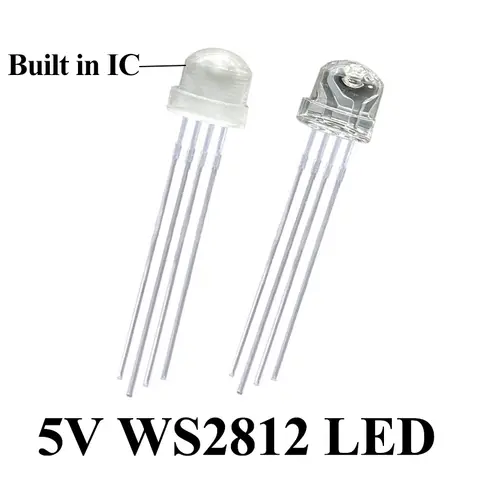 5v Ws2812 4.8mm 5mm  straw hat Led Rgb Dip Diode F5  Dream Color Addressable Full color Neon Pixel Light Ws2812b Chip Diode