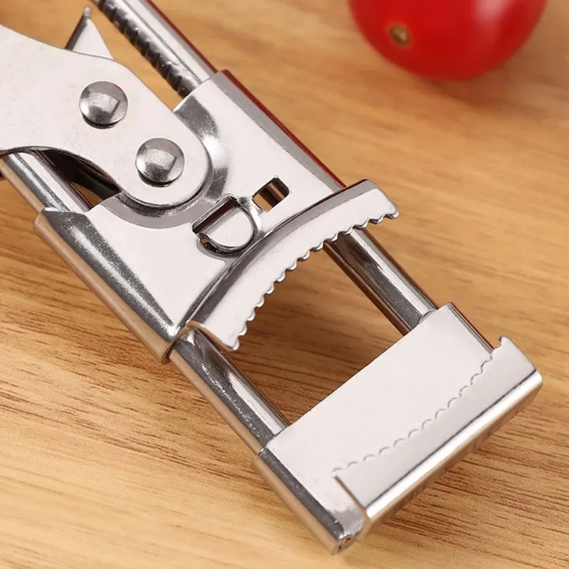 

Adjustable Stainless Steel Can Opener with Non-Slip Feature - Rotating Twist Multifunctional Manual Kitchen Bottle Opener Tool
