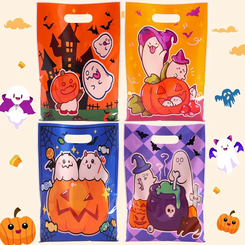 Sac à bonbons Halloween Boo, décoration de table fantôme citrouille château, pour la fête des trucs ou des fripes, cadeau joyeux Halloween, sac d'emballage pour biscuits, fournitures
