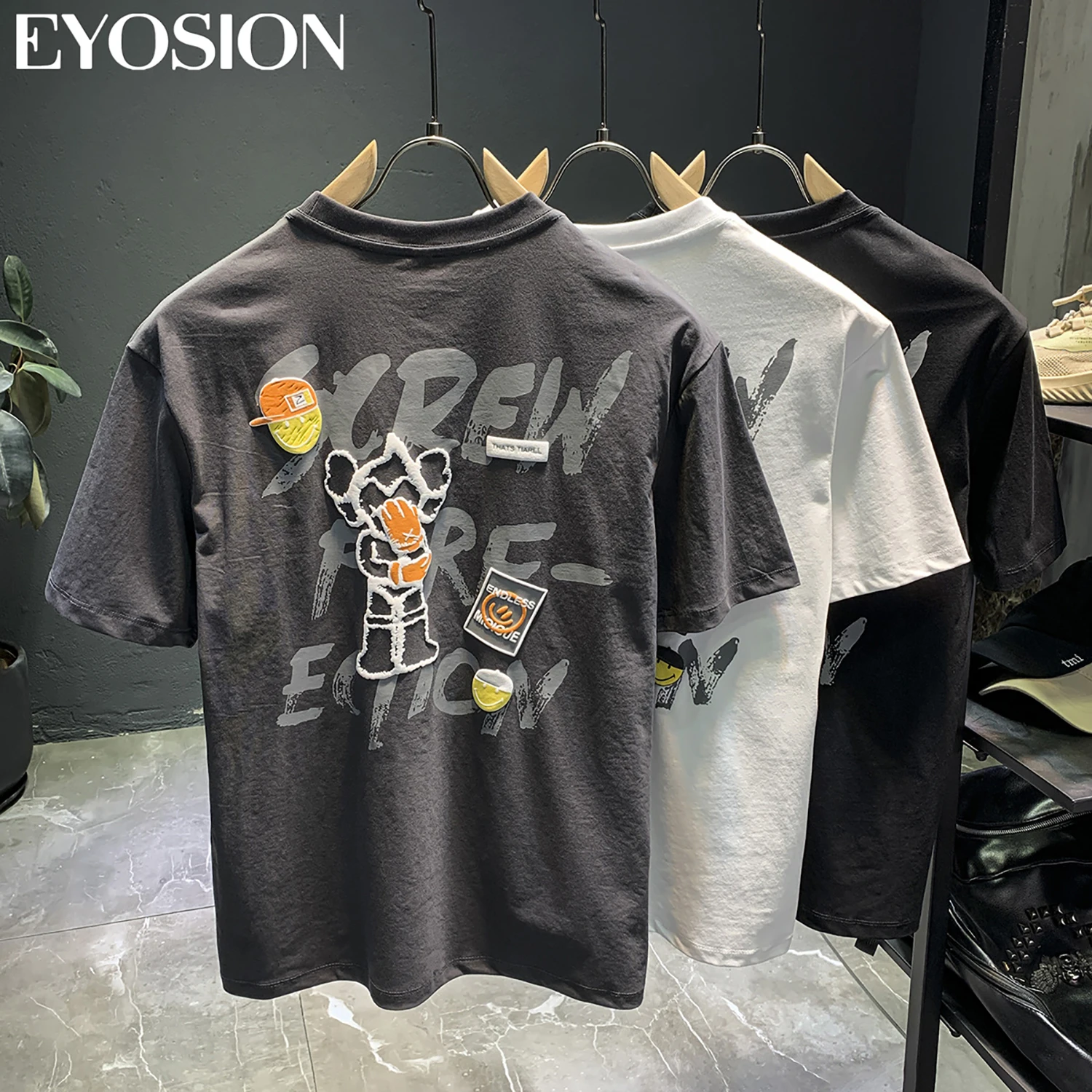 Men\'s T-shirt Doll Printing Neutral Short Sleeve T Shirt Summer Casual 100% Cotton Fashion Slim Basic Tops Fabric Clothing