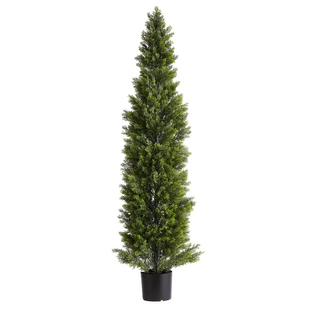 

Artificial Topiary Cedar Trees, 60 inch 2 Set Faux Pine Shrubs Plants, Fake Silk Tree Look Real, Easy Assembly for Decor Front Porch Outdoor Patio Garden Balcony Backyard Indoor Office