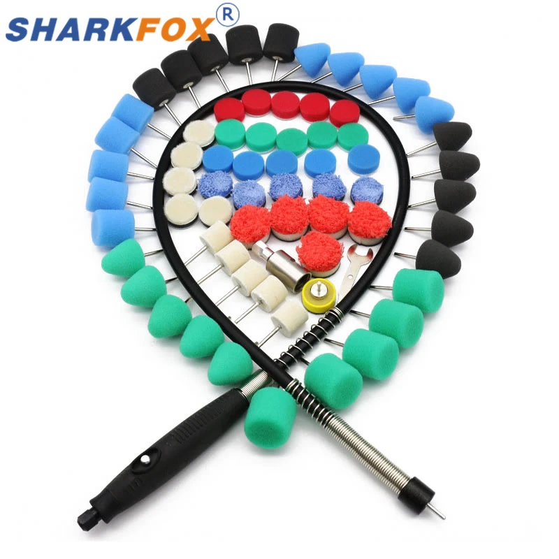 Sharkfox 1inch Mini Polishing Kit For Car Beauty Detailing Polisher Extention Tools Car Polishing Pad Kit for Rotary Polisher