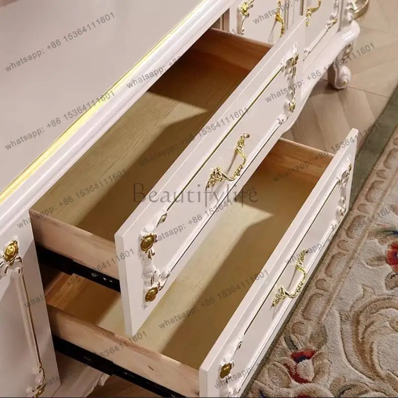 Nordic White Luxury Tv Cabinet Vintage European 200Cm Designer Unique Tv Stands Living Room Mueble Televisor Furniture Home