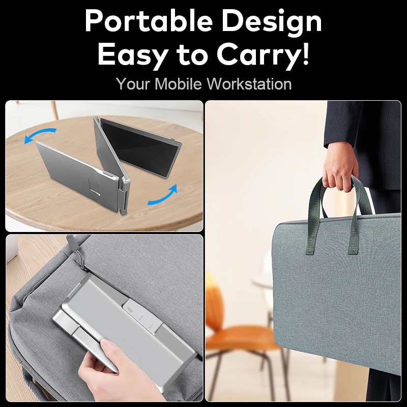 15,6-дюймовый портативный монитор, тройной удлинитель экрана монитора, размещенный на рабочем столе, широко совместимый с ноутбуками 12-18,5 дюймов.