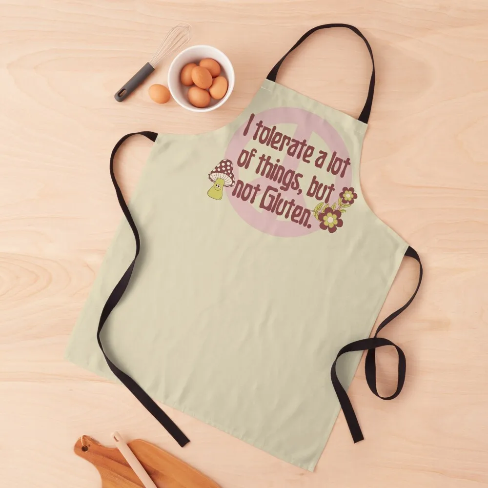 

I tolerate a lot of things but not gluten peace sign Apron Custom For Cosmetologist Apron