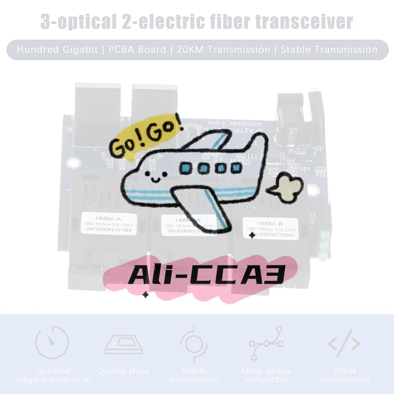 

3F2E Fast Ethernet Switch Converter 20KM Ethernet Fiber Optical Media Converter Single Mode 2 RJ45 3 SC Fiber Port