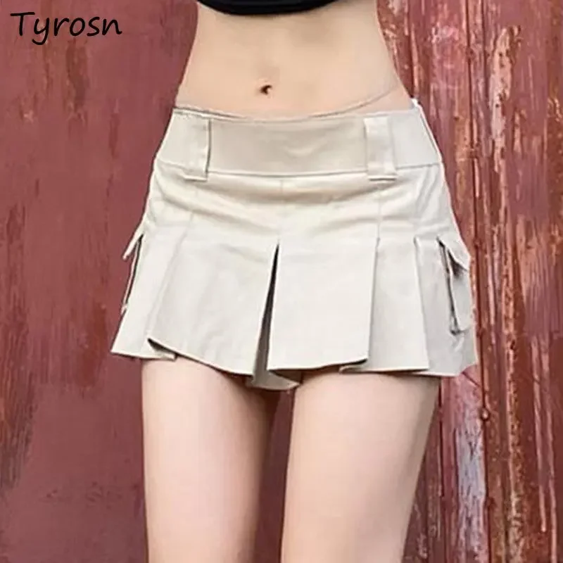 

Pleated Mini Skirts Women Safari Style Chic Hotsweet Ins Low Waist Faldas Summer Fashion Streetwear College Girls Irregular Sexy