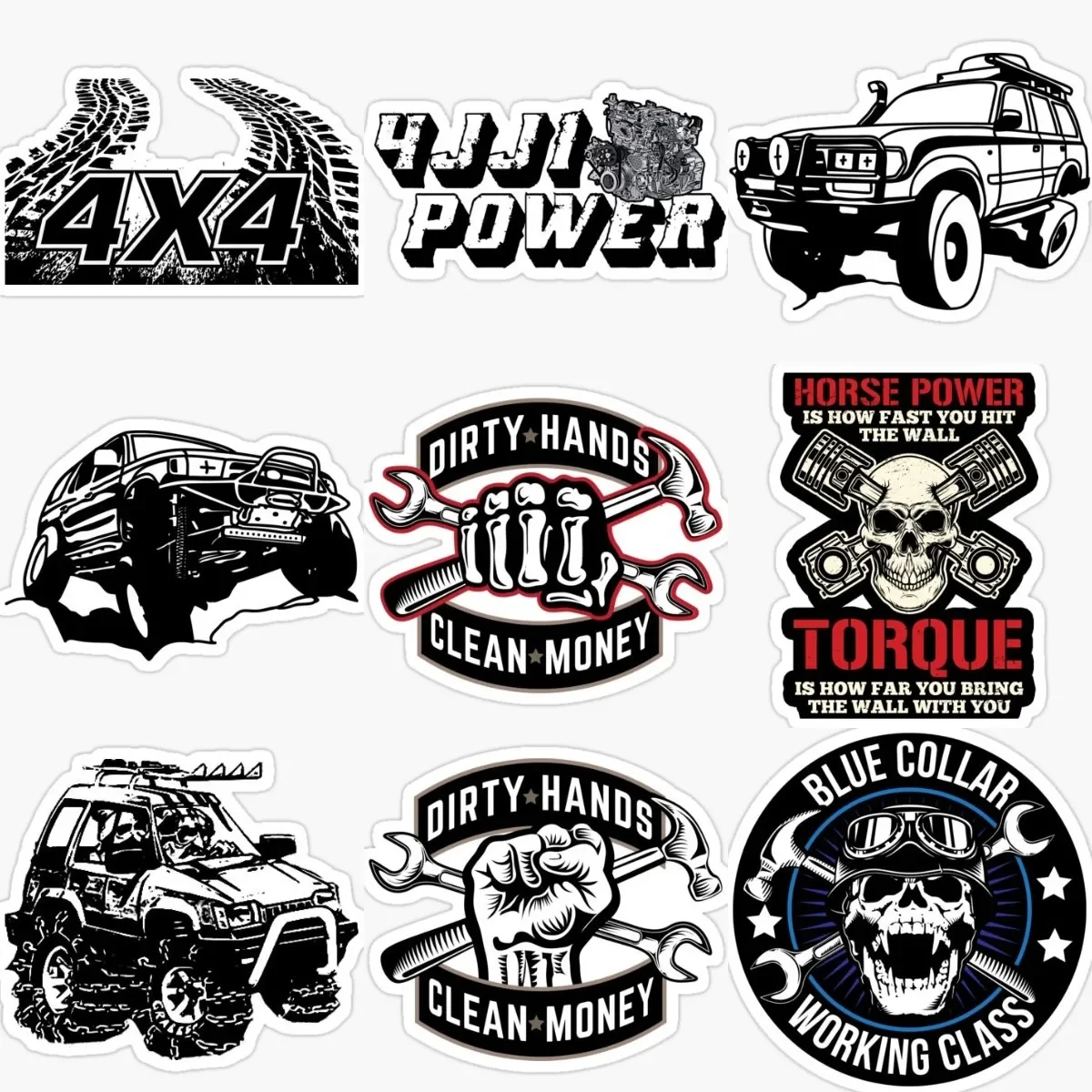 

4X4 Off-road Car Black and White Stickers Assecories Window Laptop Bicycle Wall Racing Helmet Camper Fridge Boat Table Truck