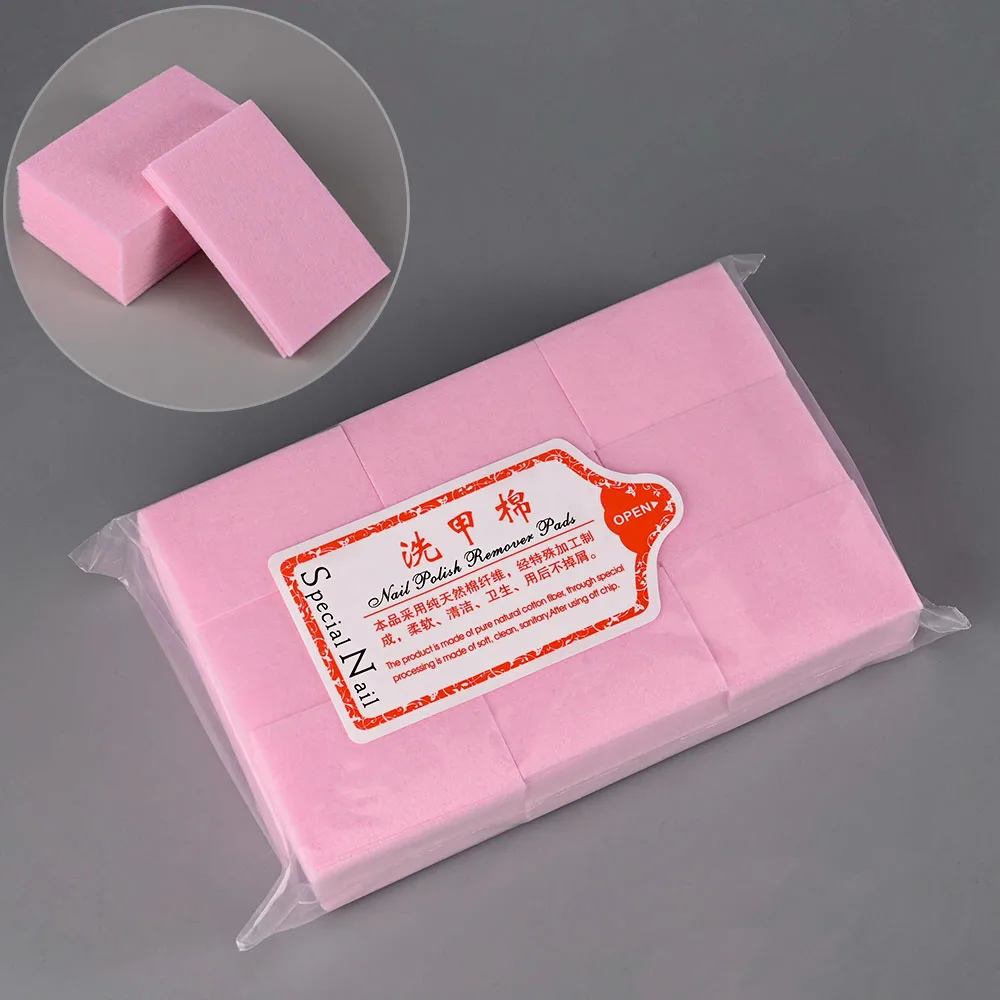 1000/600/500/300/100Pcs Pink Lint-Free Nail Polish Remover Wipes Manicure Cleaner UV Gel Nail Polish Removal Pads Cleansing Tool