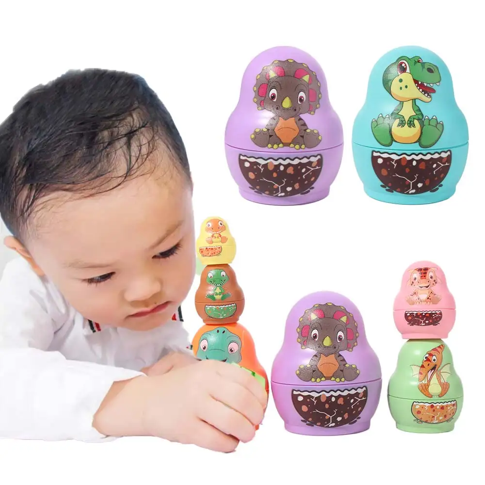 

Набор из 6-слойных кукол-головоломок «Динозавры» и 8-слойных стаканов-головоломок «Мультяшки» ручной работы