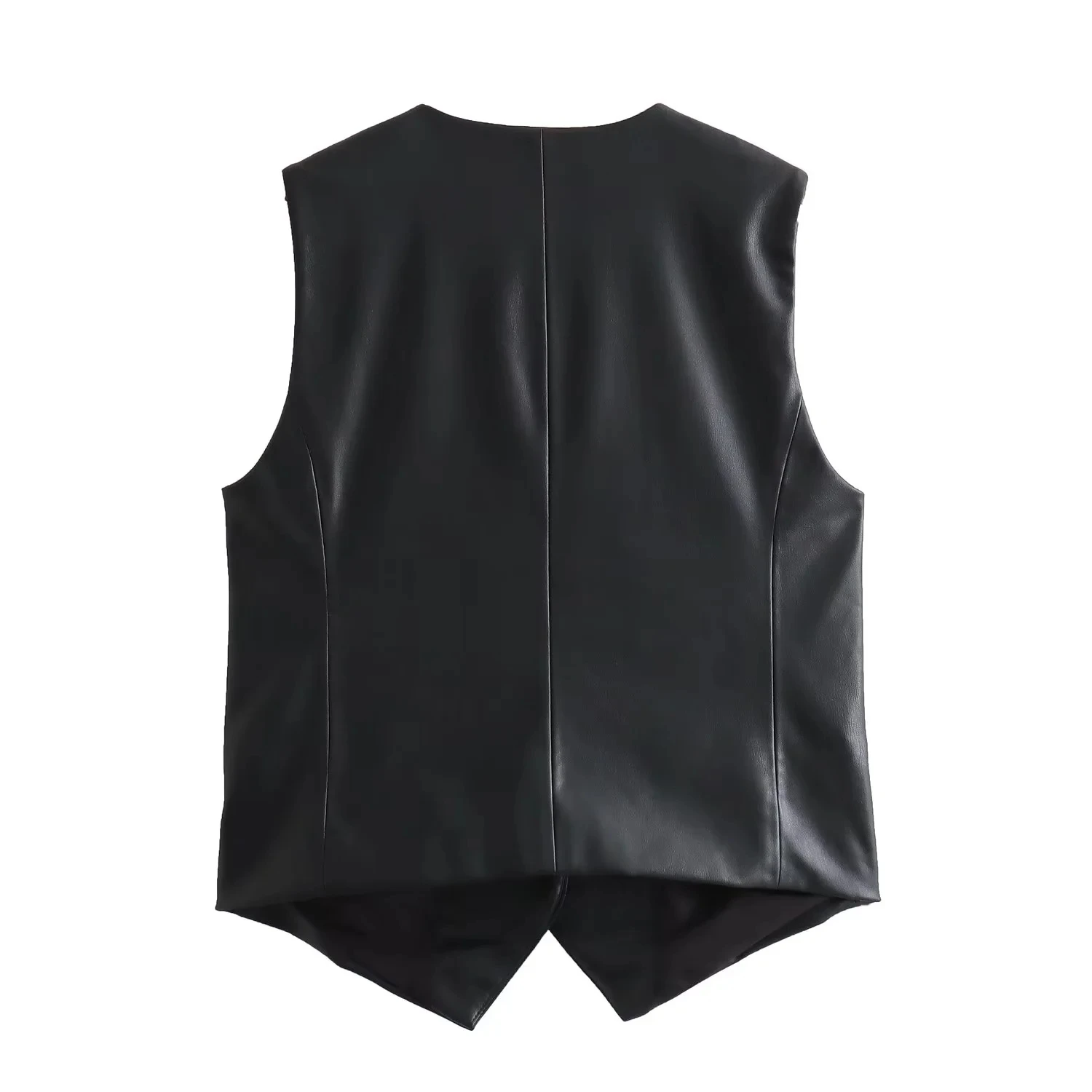 

Women's Faionable Pure Sle S3033 Leather Trim Vest Top Versatile Single Button V-Ne Commute Suitable Color