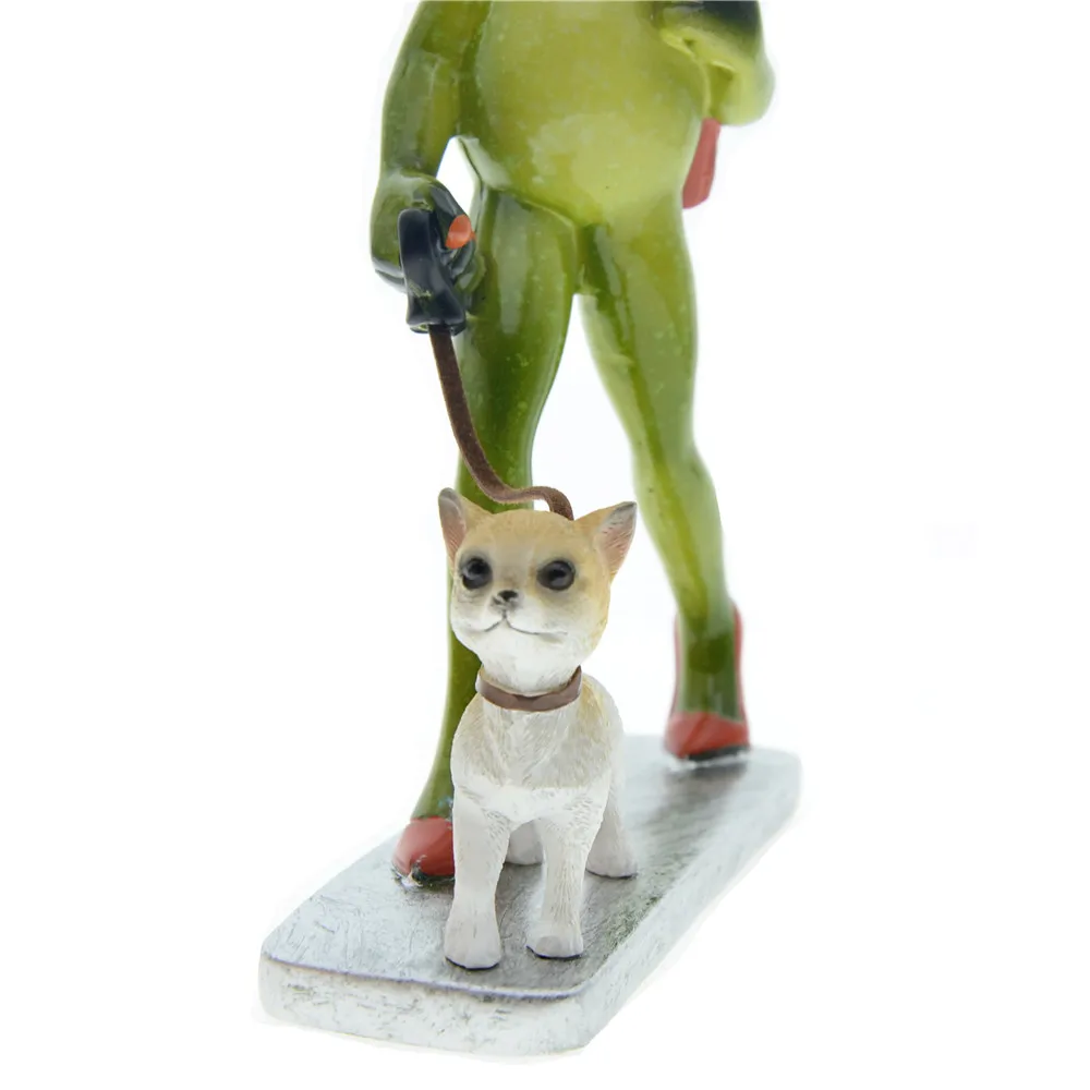 Home Room Decor Aesthetic Statues for Decoration Resin Crafts Frog Lady Walk A Dog Garden Statue Ornaments Wall Art