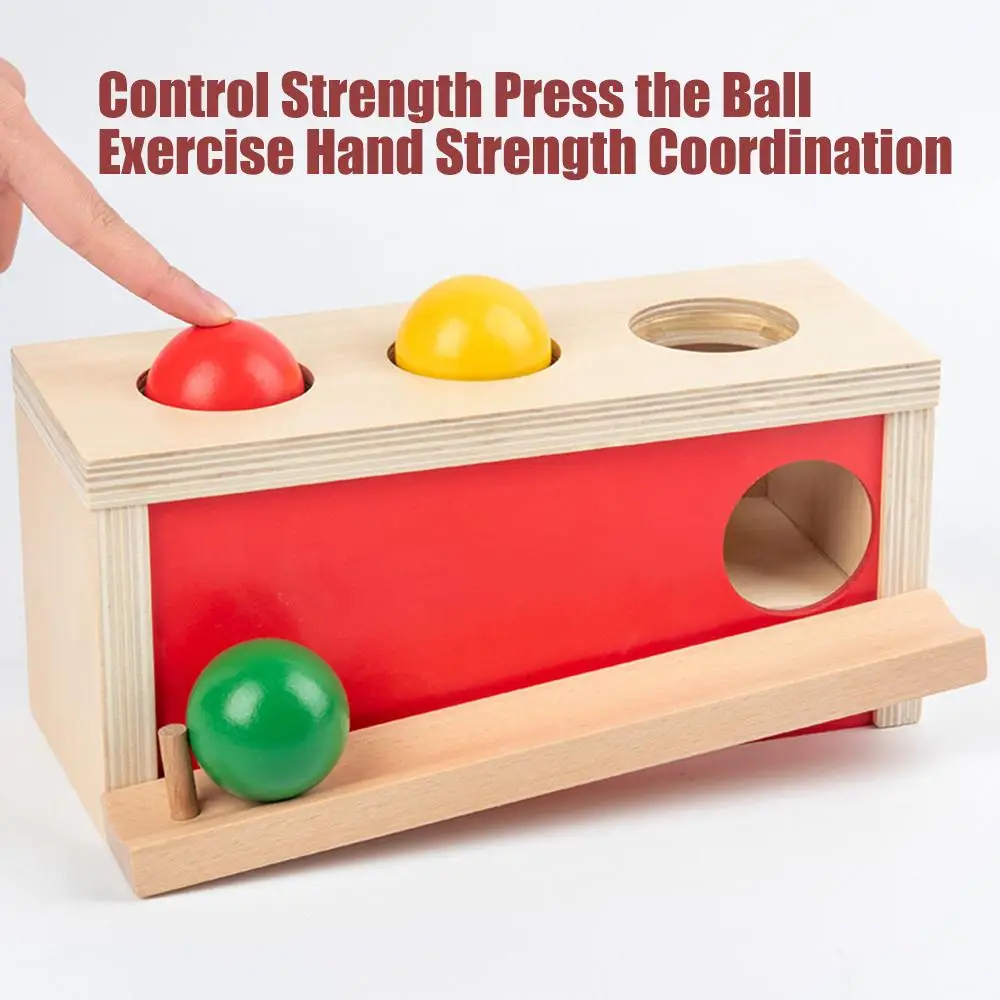Wooden Object Permanence Box, Infant Development Ball Drop Toys Knocking for Preschool Toddlers Wooden Object Permanence Box, Infant Development Ball Drop Toys Knocking for Preschool Toddlers