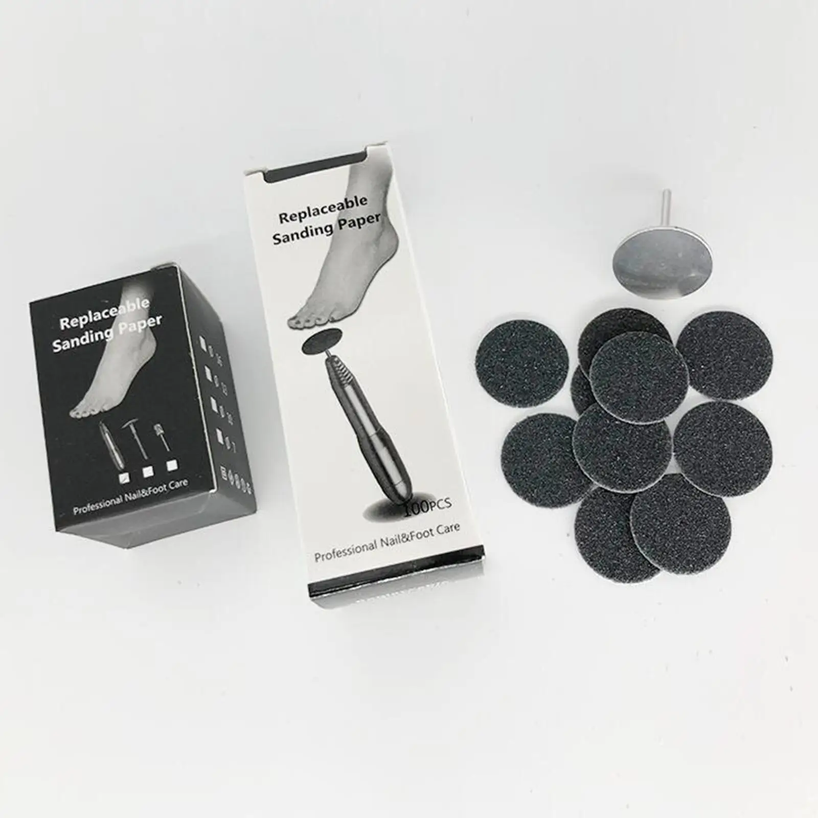 電動角質除去機および爪磨き機用のステンレス鋼ディスクフットファイルリフィル付き交換可能なサンディングペーパー