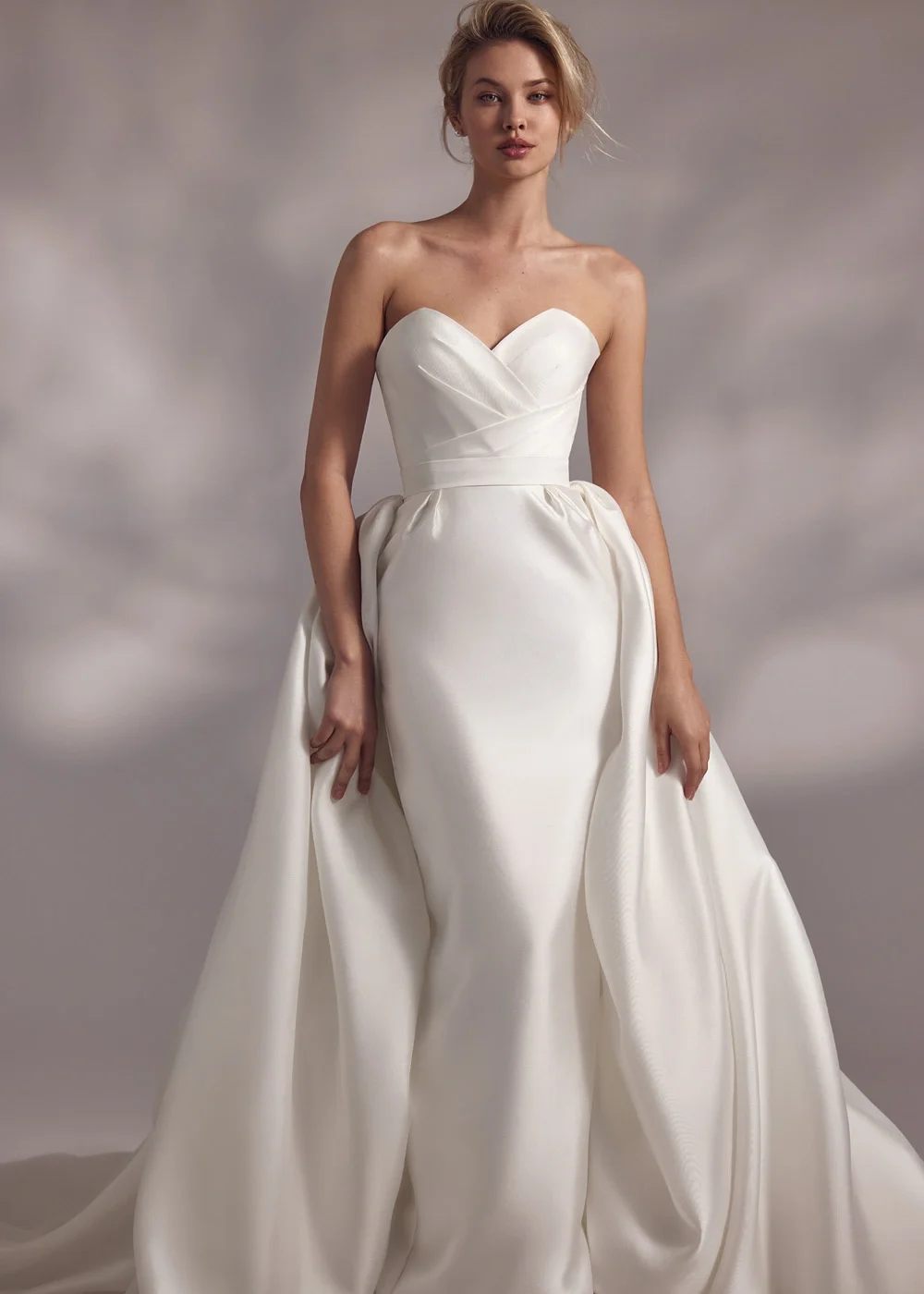 Satin-Hochzeitskleid Vestidos De Novia Corte De Sirena 2 En 1 Desmontable Maßgeschneiderte Elegantes Vintage 2025, Alta Calidad Brautkleid